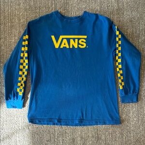 VANS Vintage Rare Blue Skateboarding Sz L Mens Long Sleeve Shirt Checkered